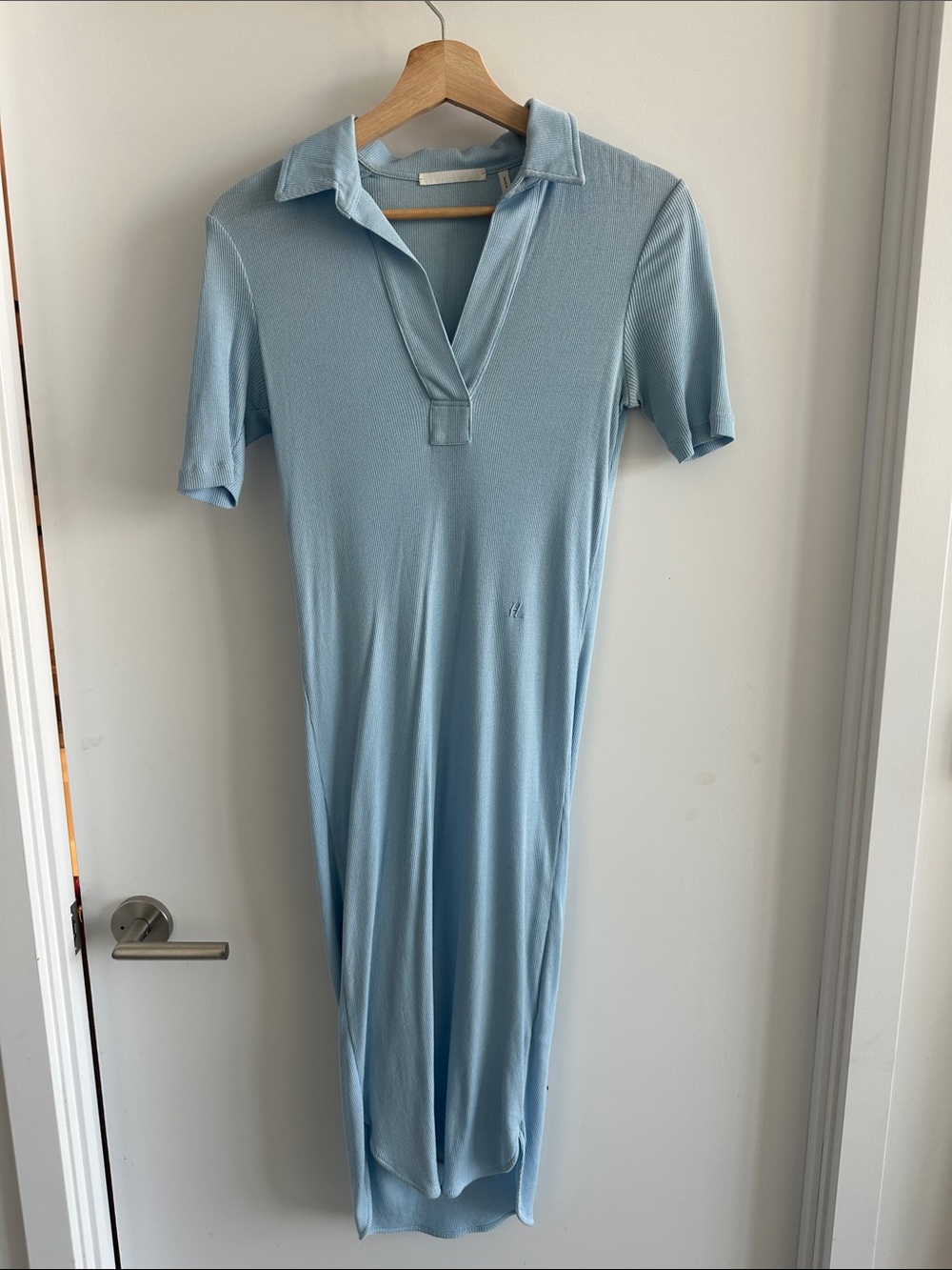 Helmut Lang Light Blue Polo-Style Women's Dress